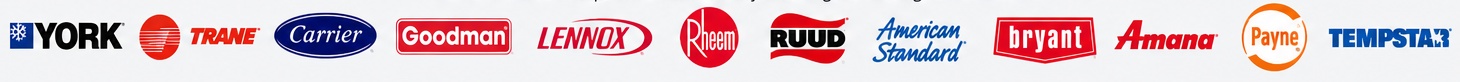 Illustrative graphic showing major HVAC brand names, not official manufacturer logos
